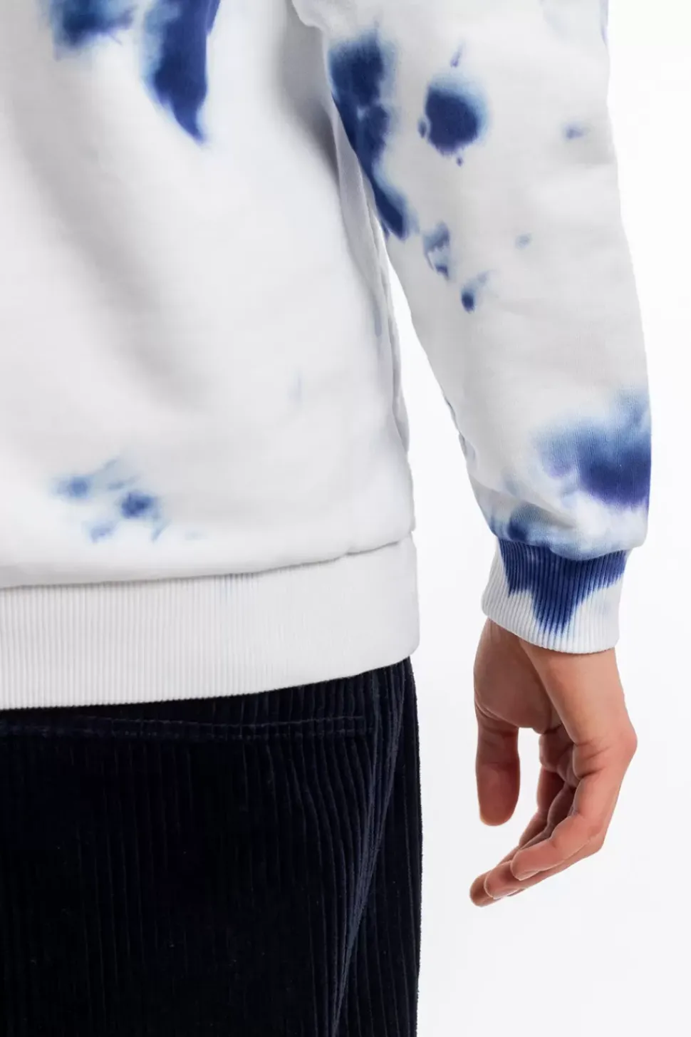 Batik Hoodie Bio Baumwolle - Blau/Off-White