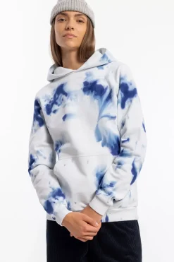 Batik Hoodie Bio Baumwolle - Blau/Off-White