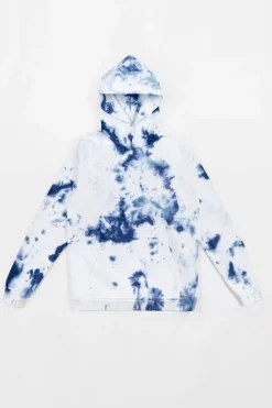 Batik Hoodie Bio Baumwolle - Blau/Off-White