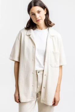 Bowling Hemd Aus Bio-Baumwoll-Strick Off-White