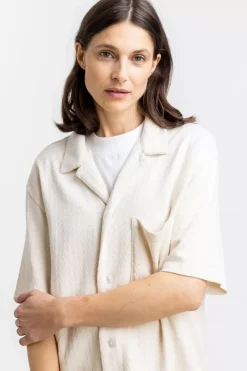 Bowling Hemd Aus Bio-Baumwoll-Strick Off-White