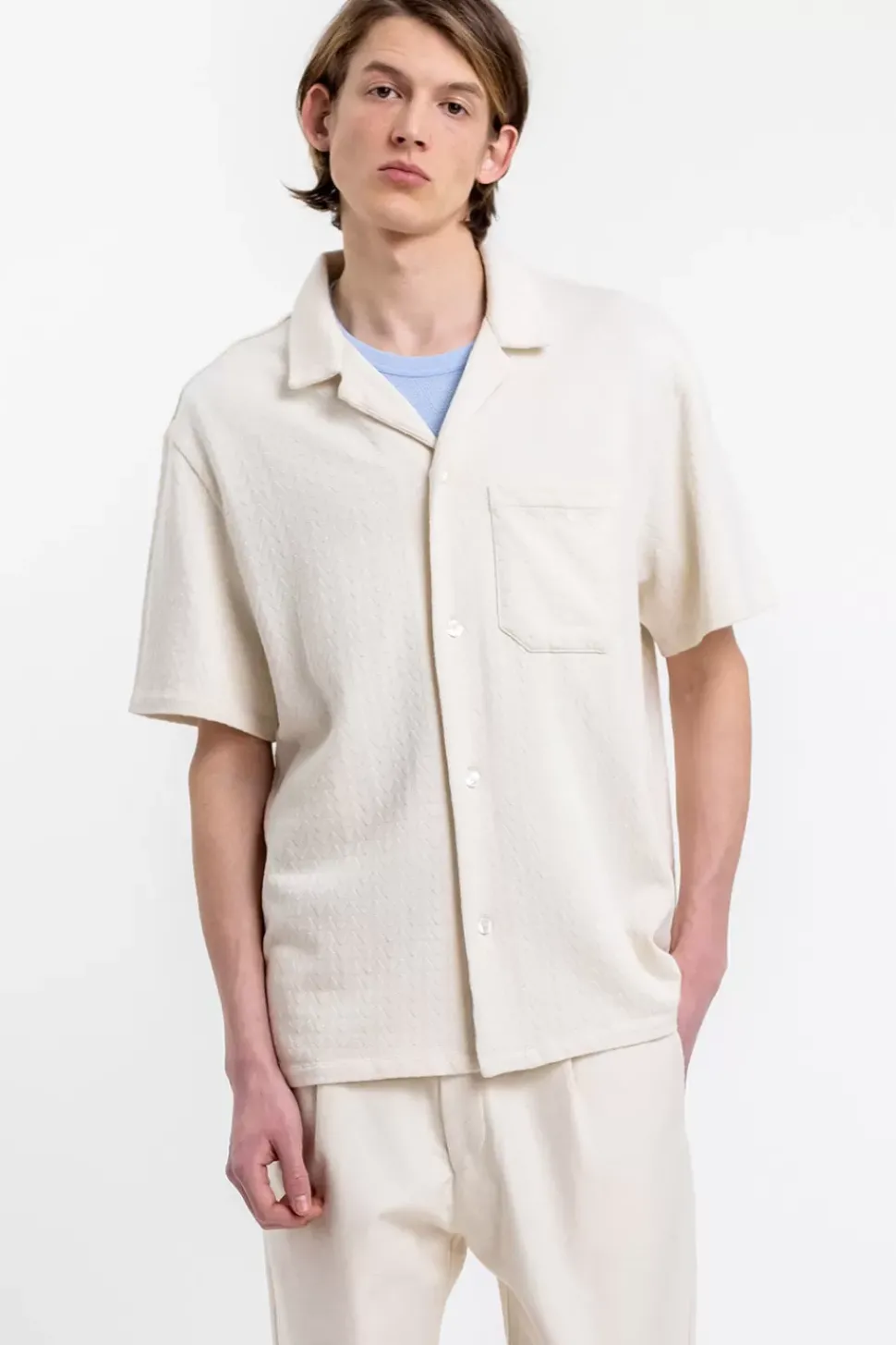 Bowling Hemd Aus Bio-Baumwoll-Strick Off-White