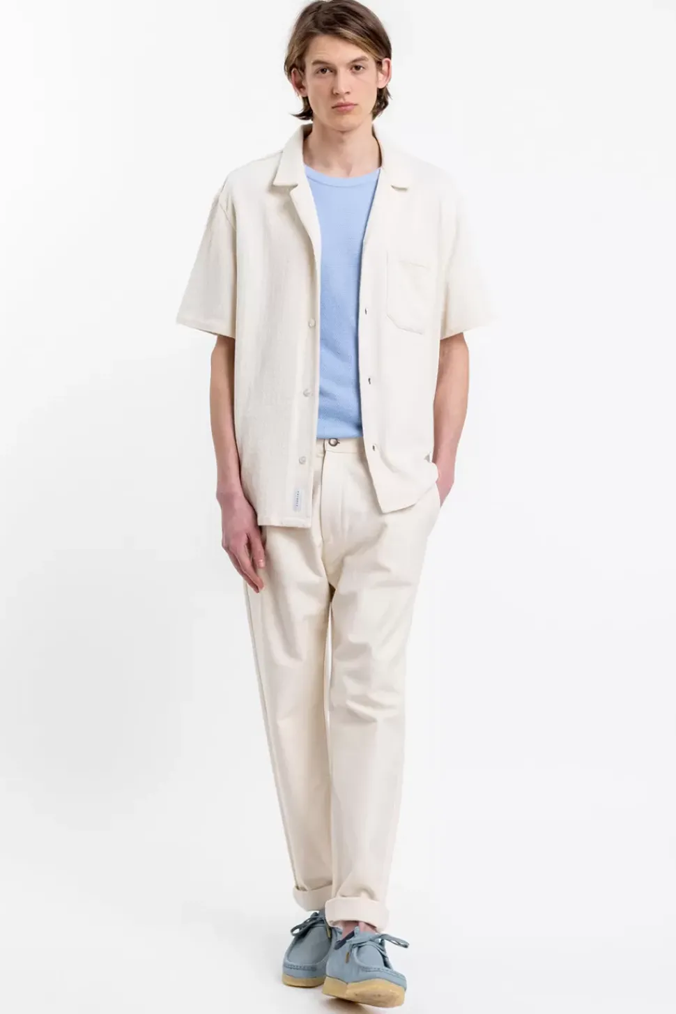 Bowling Hemd Aus Bio-Baumwoll-Strick Off-White