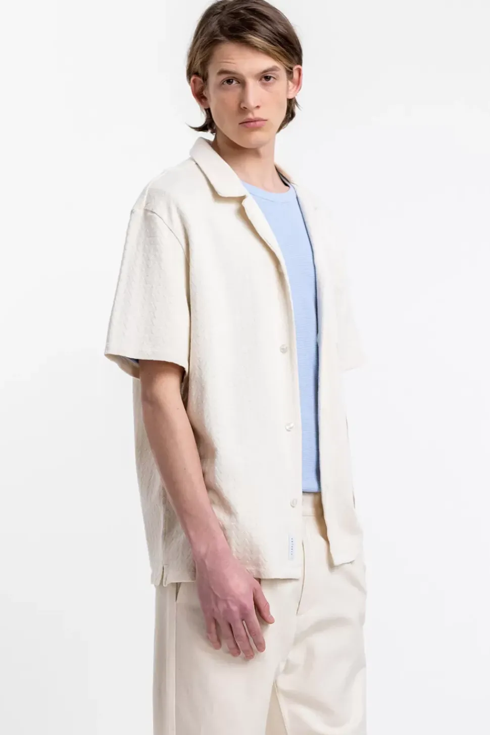 Bowling Hemd Aus Bio-Baumwoll-Strick Off-White