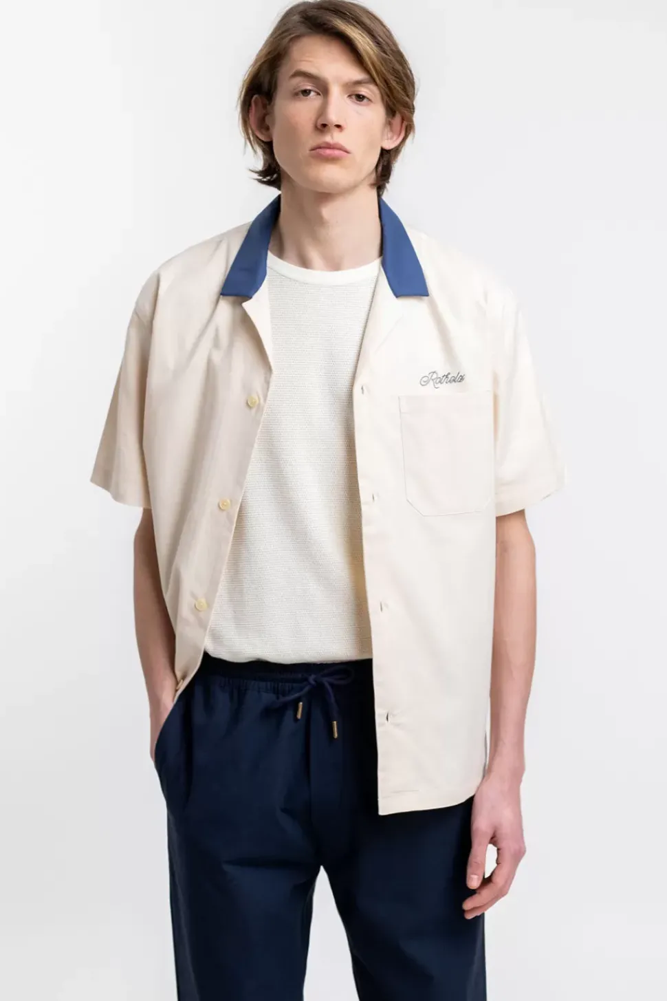 Bowling Hemd Mit Kontrastkragen Off-White