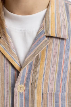 Bowling Shirt Leinen Mix - Gestreift