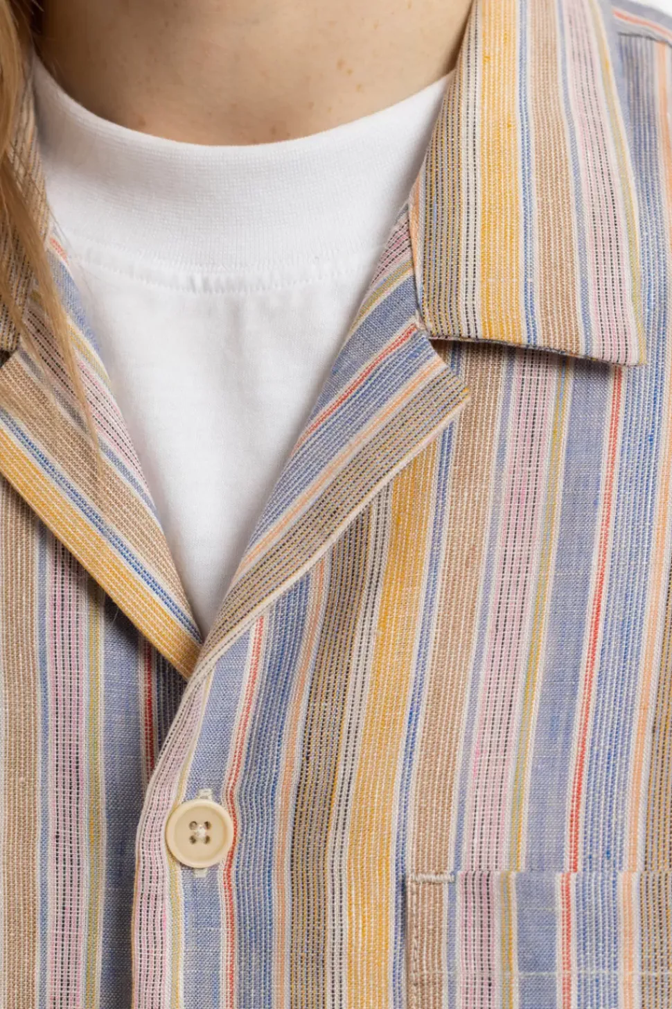 Bowling Shirt Leinen Mix - Gestreift