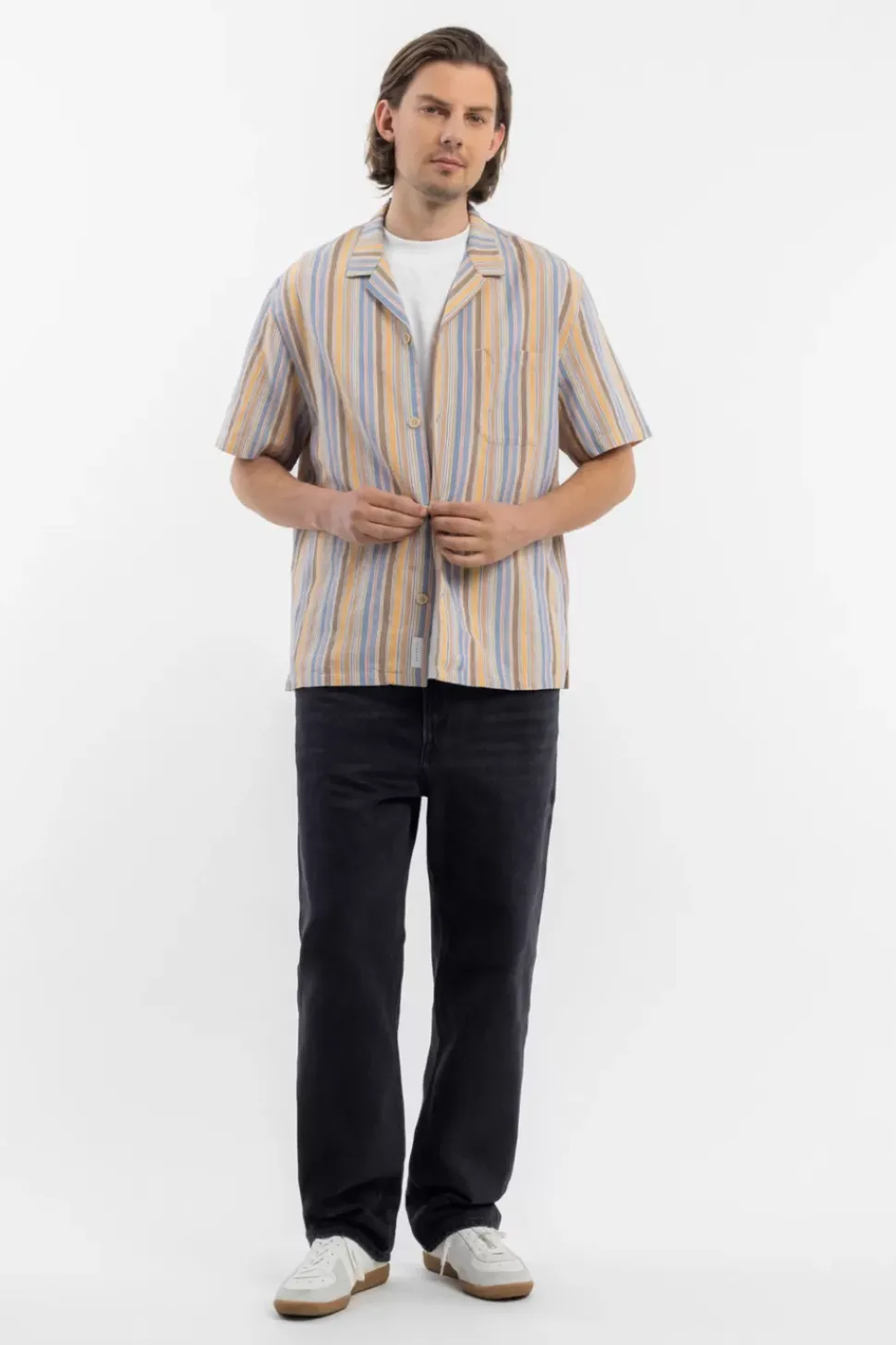 Bowling Shirt Leinen Mix - Gestreift