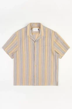 Bowling Shirt Leinen Mix - Gestreift