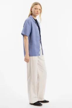 Bowling Shirt Leinen Mix - Hellblau