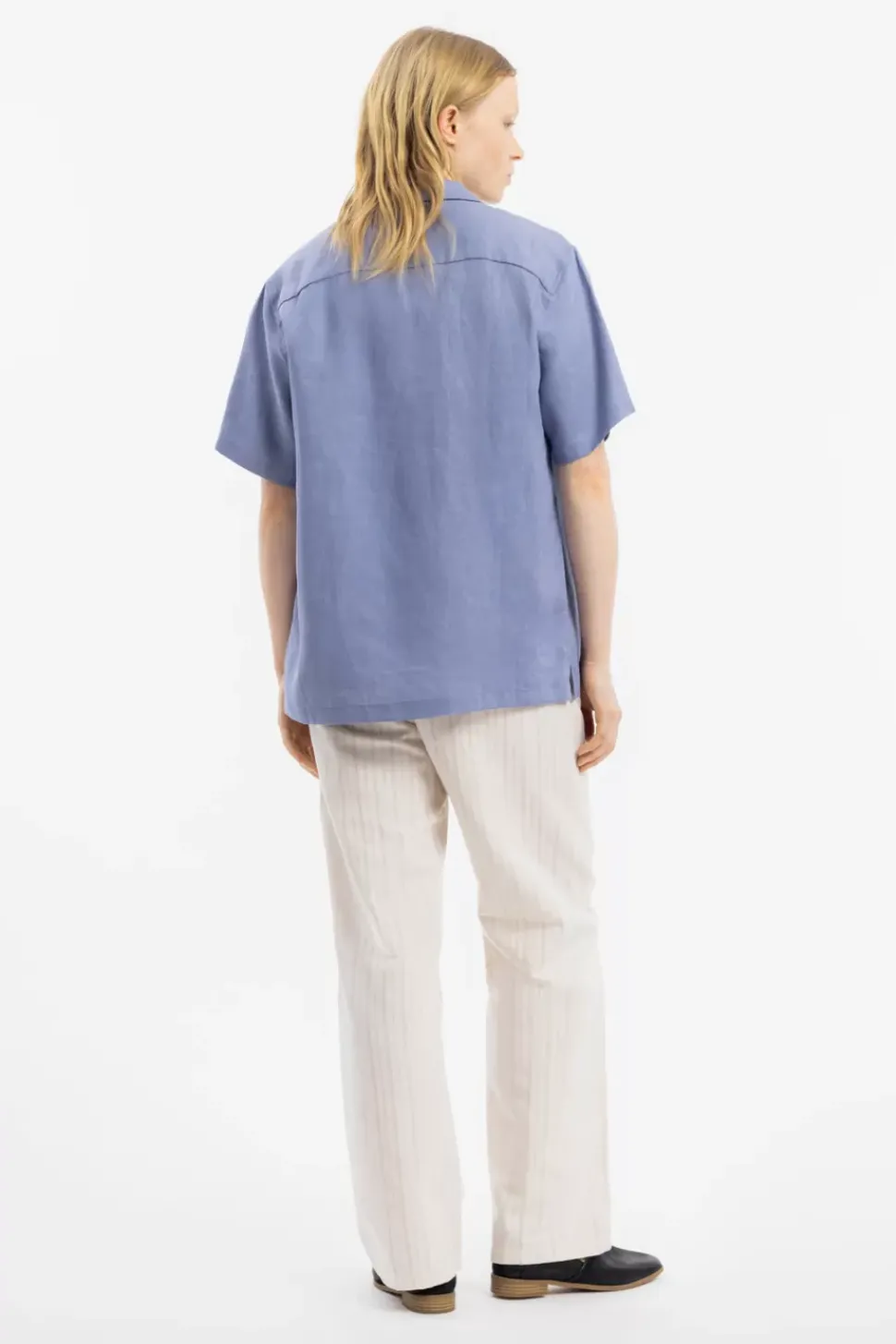 Bowling Shirt Leinen Mix - Hellblau