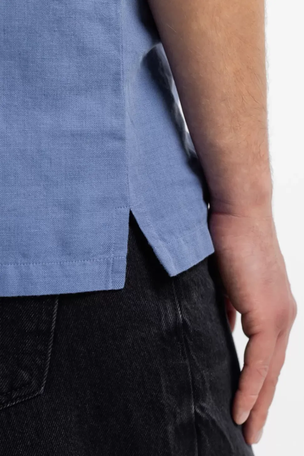 Bowling Shirt Leinen Mix - Hellblau