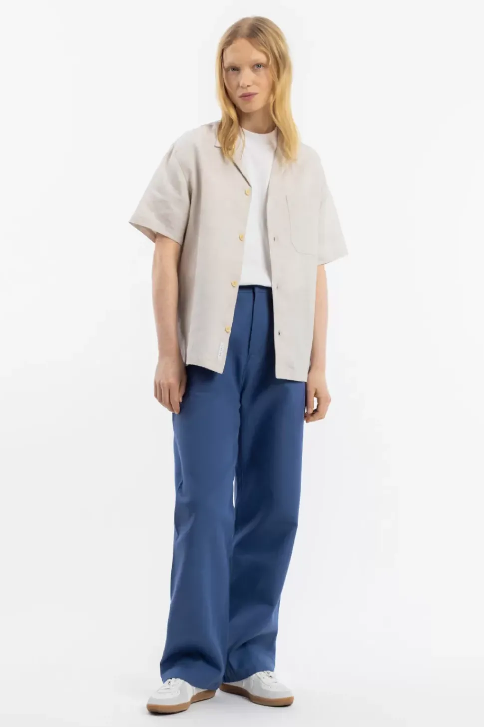Bowling Shirt Leinen Mix - Weis