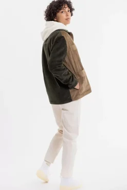 Cordjacke Aus Bio-Baumwolle Beige / Oliv
