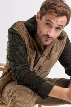 Cordjacke Aus Bio-Baumwolle Beige / Oliv