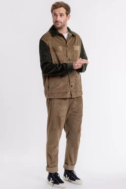 Cordjacke Aus Bio-Baumwolle Beige / Oliv