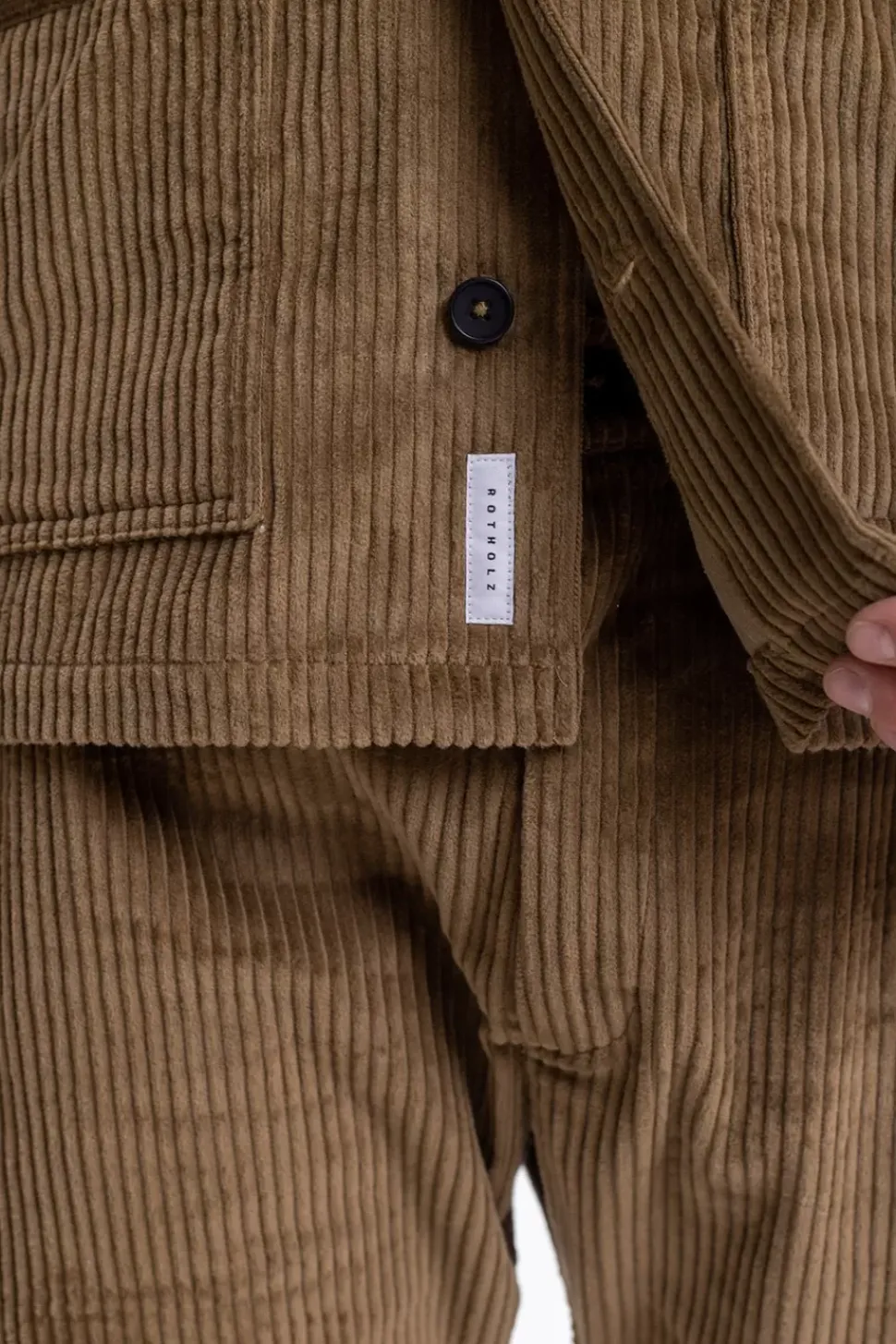Cordjacke Aus Bio-Baumwolle Beige / Oliv