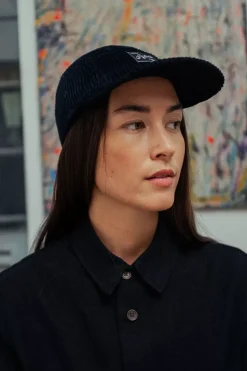 Cord 5-Panel Cap Bio Baumwolle - Dunkelblau