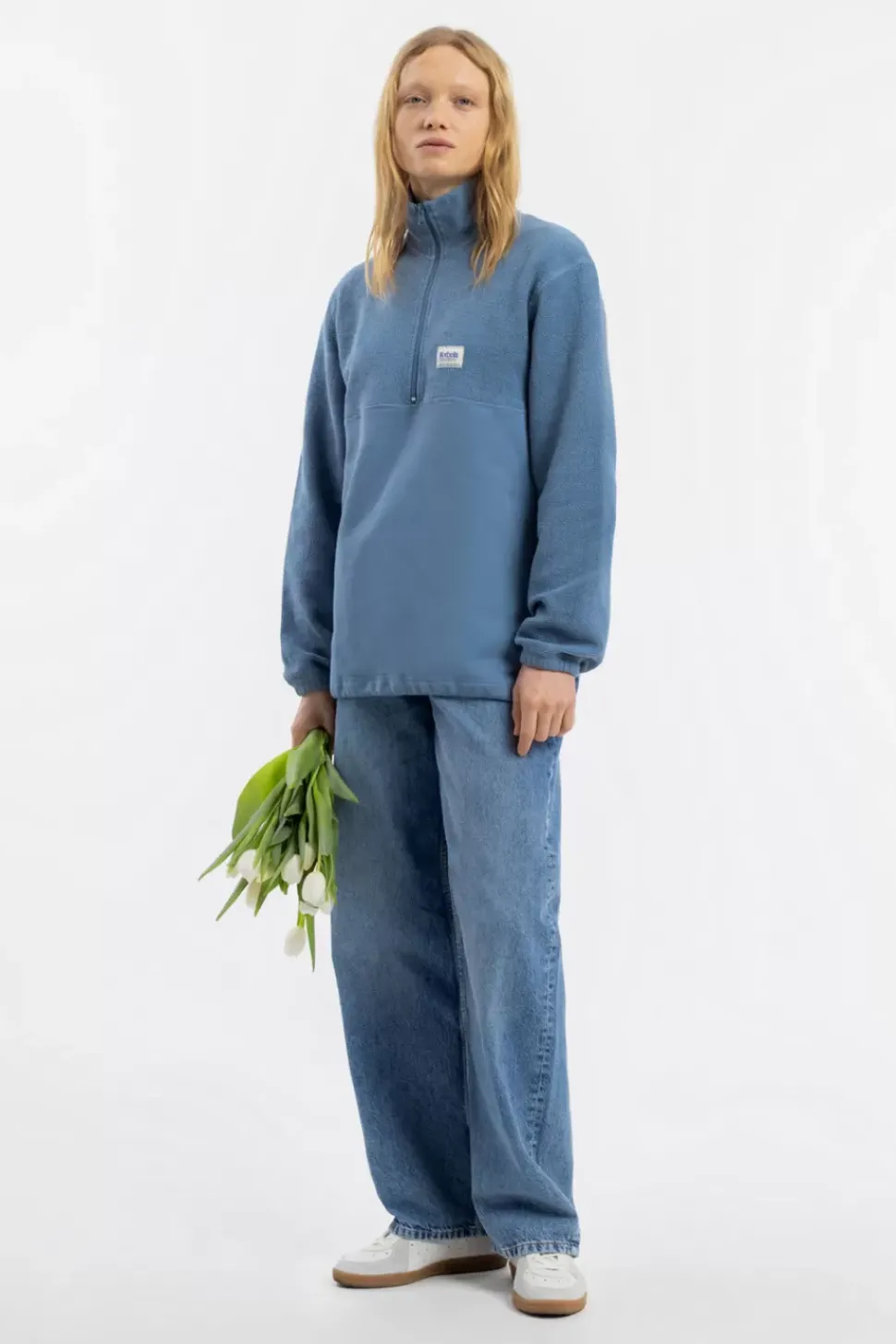 Divided Half Zip Bio Baumwolle - Hellblau