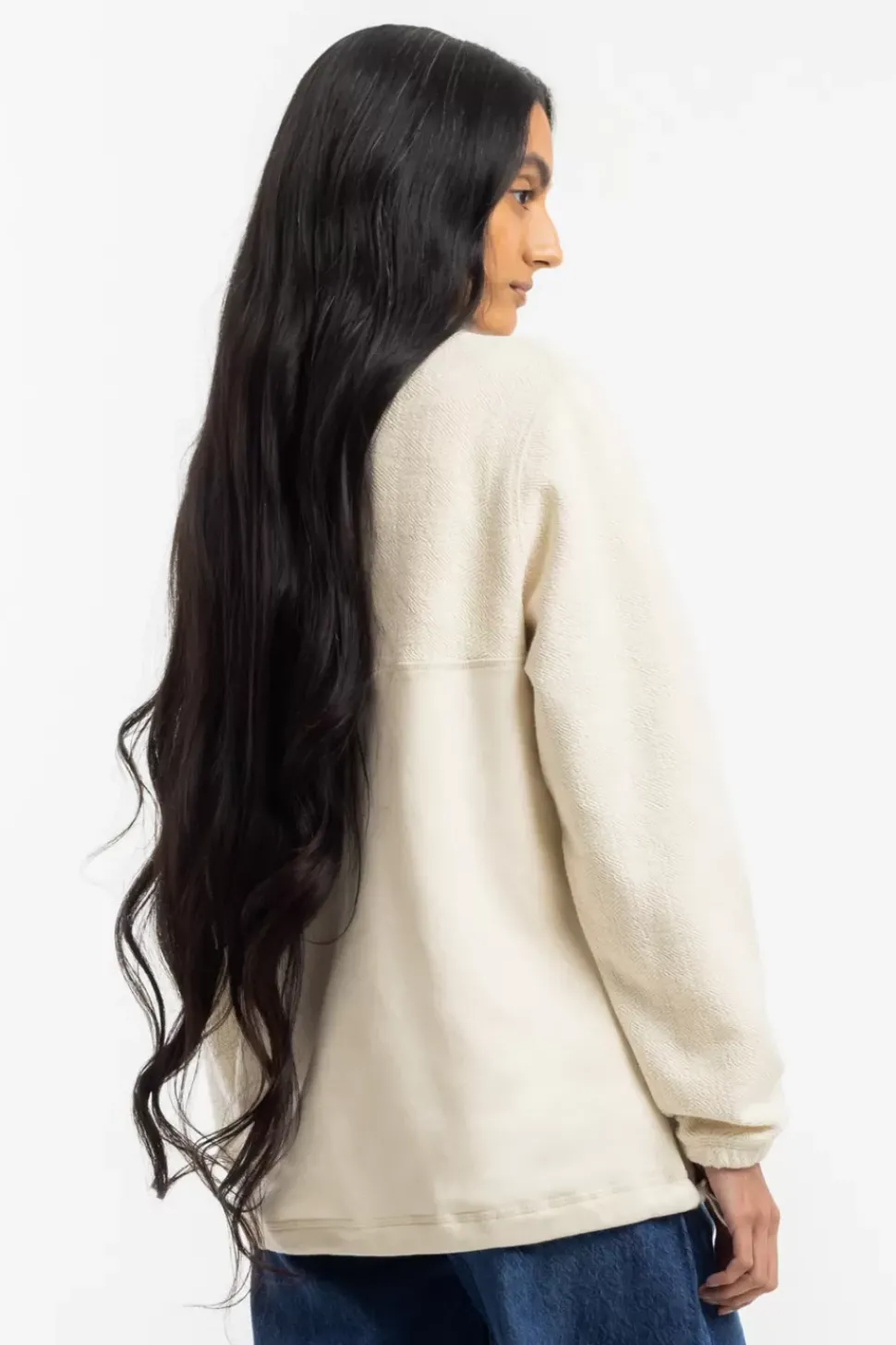 Divided Half Zip Bio Baumwolle - Weis