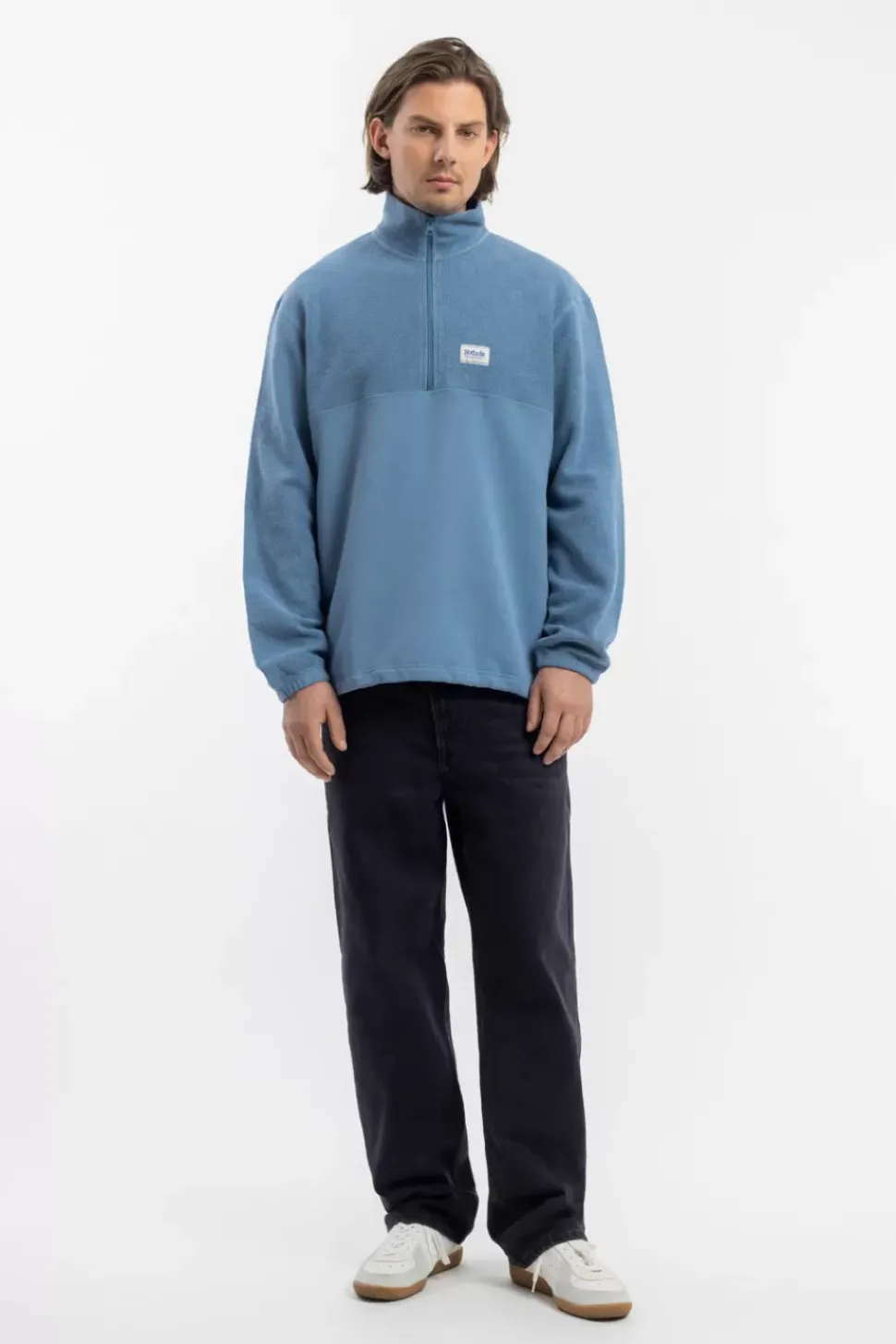 Divided Half Zip Bio Baumwolle - Hellblau