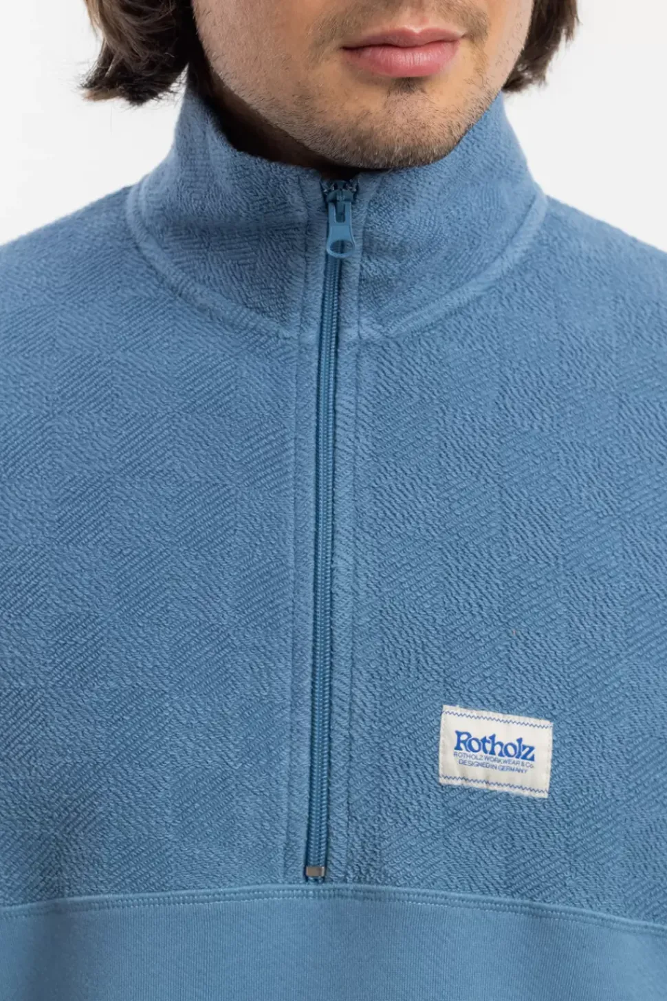 Divided Half Zip Bio Baumwolle - Hellblau