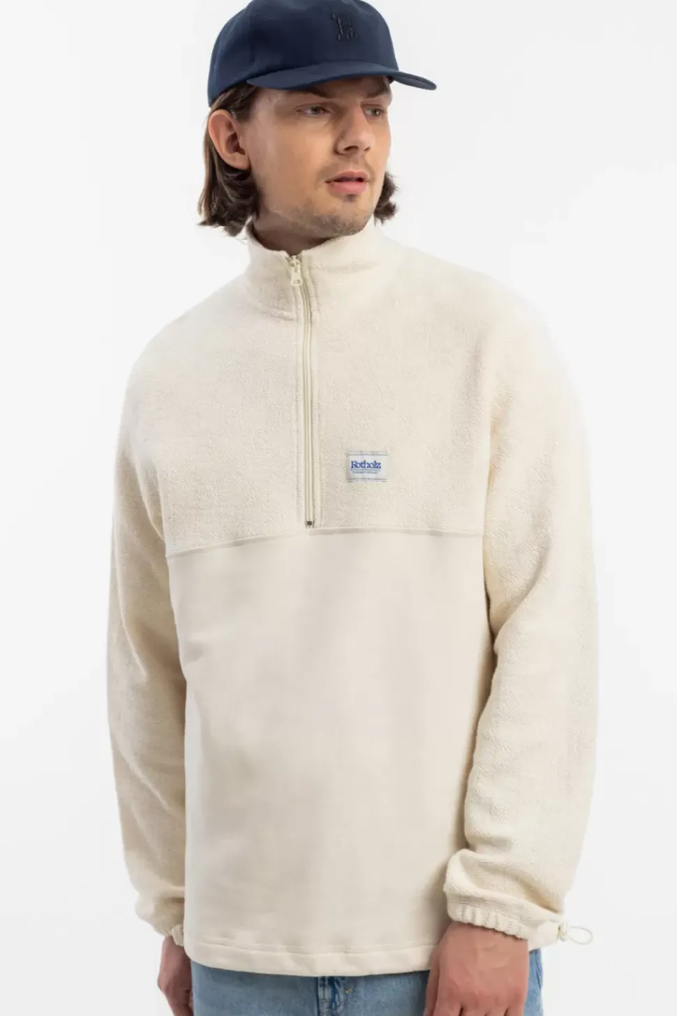 Divided Half Zip Bio Baumwolle - Weis
