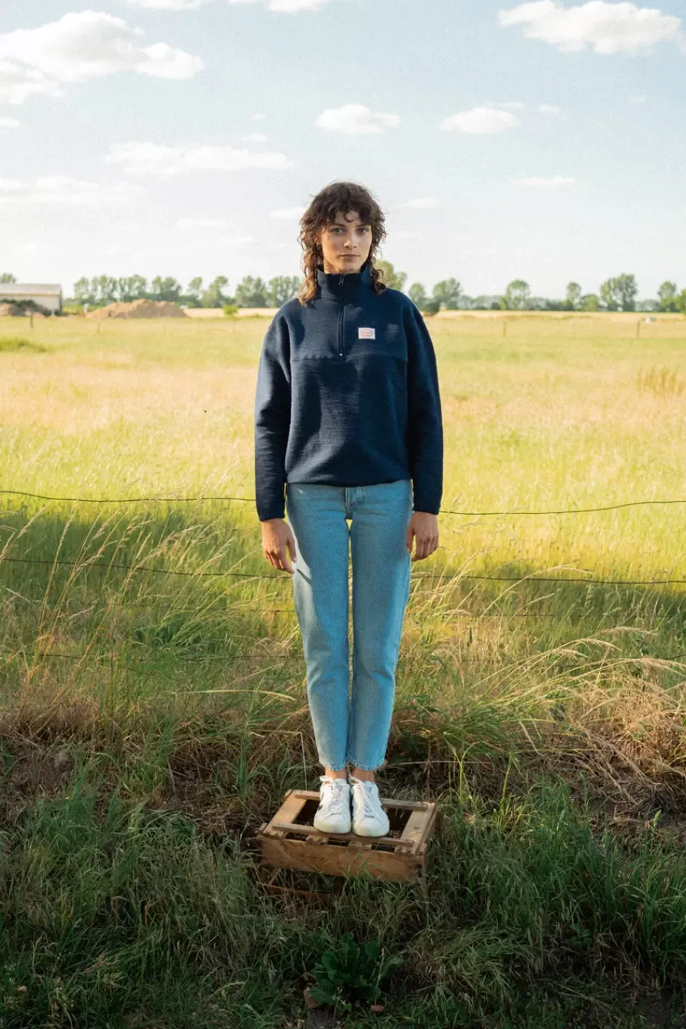 Divided Half Zip Sweatshirt Blau