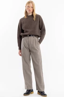 Flanell Hose Bio Baumwolle - Braun Meliert