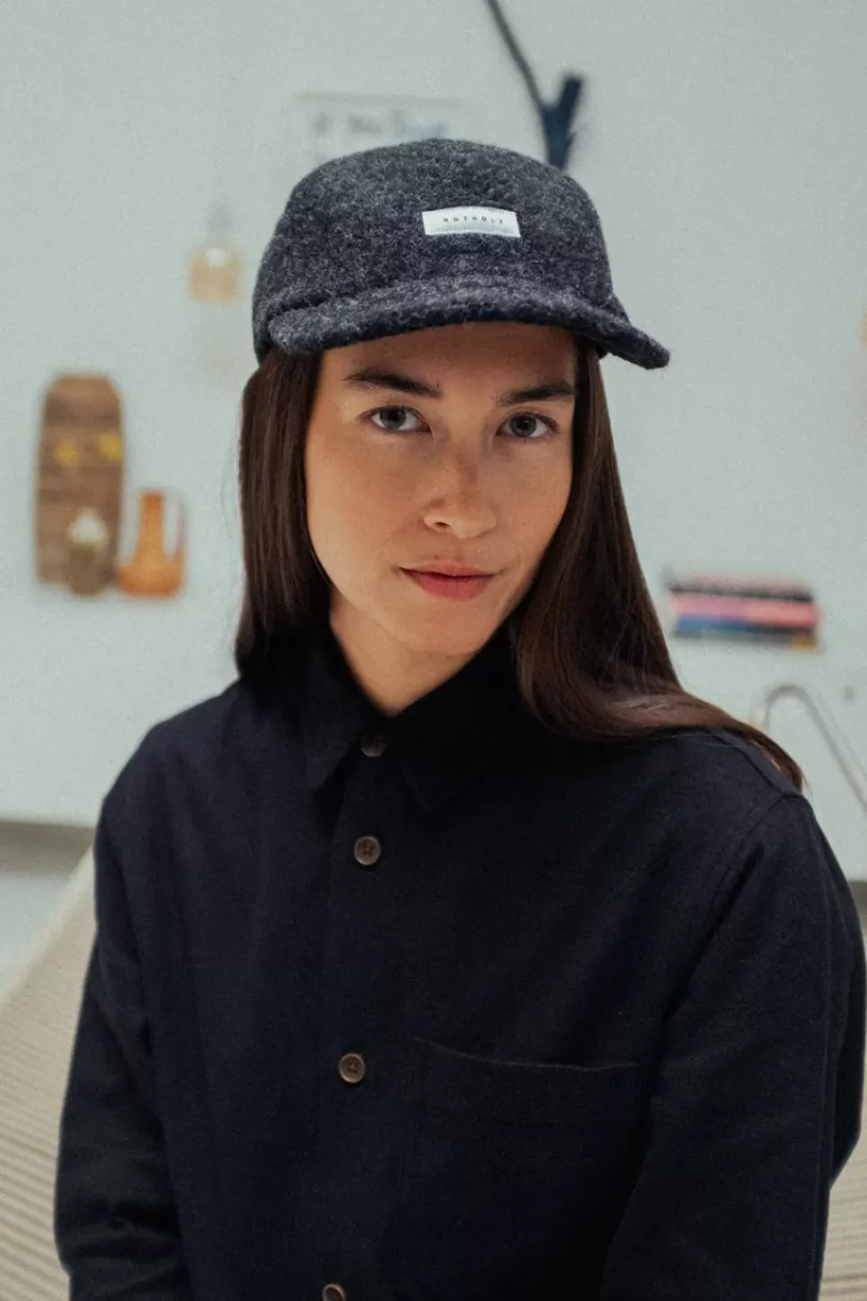 Floppy Cap Wollmischung - Anthrazit
