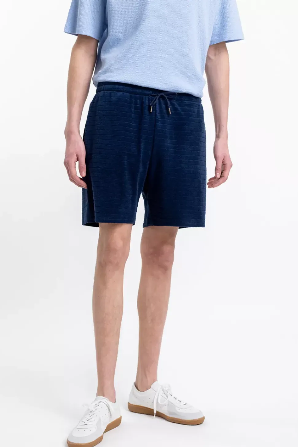 Frottee Shorts Aus Bio-Baumwolle Blau