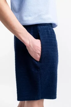 Frottee Shorts Aus Bio-Baumwolle Blau