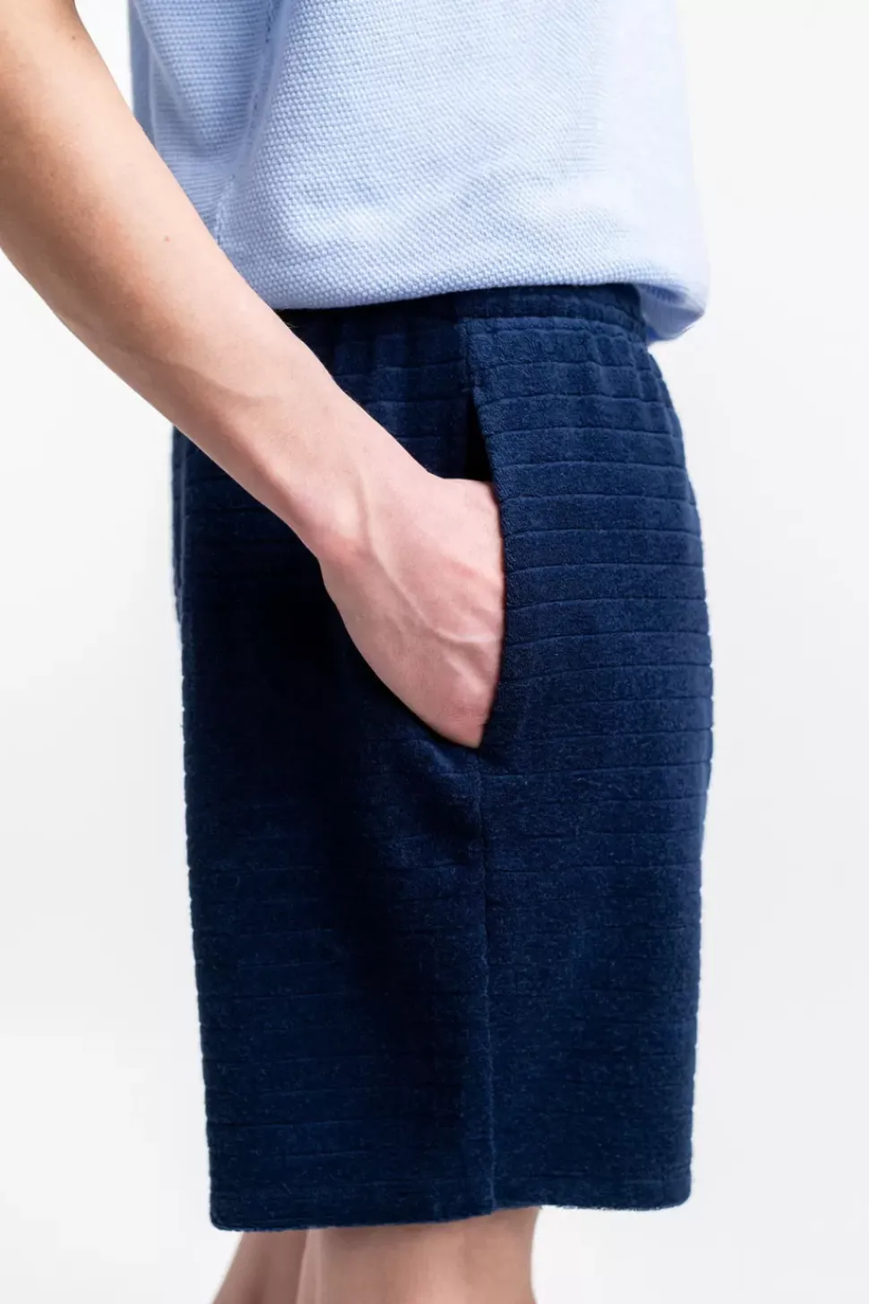 Frottee Shorts Aus Bio-Baumwolle Blau