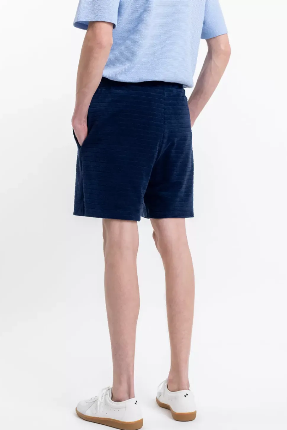 Frottee Shorts Aus Bio-Baumwolle Blau