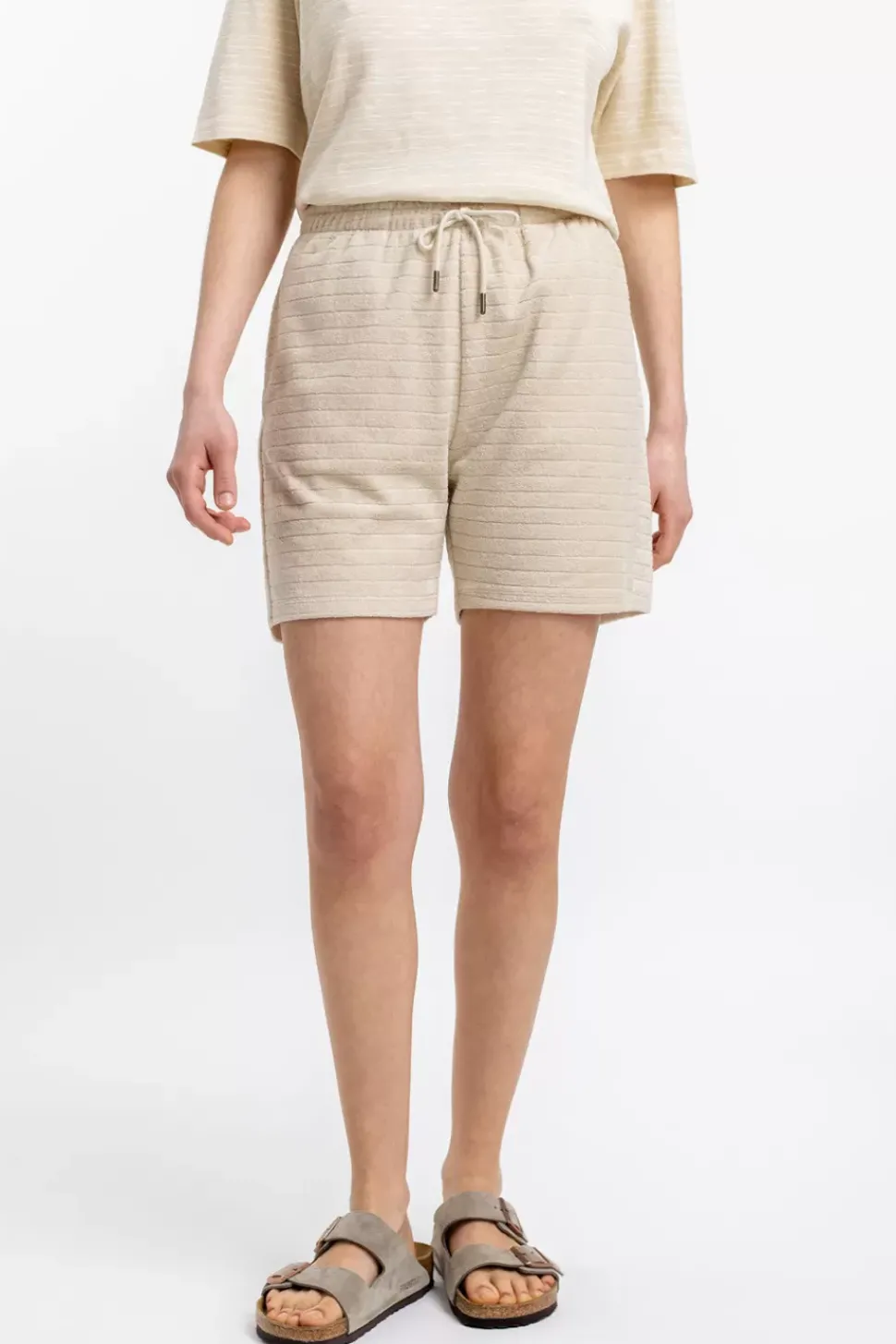 Frottee Shorts Aus Bio-Baumwolle Creme