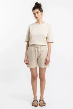 Frottee Shorts Aus Bio-Baumwolle Creme