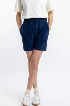 Frottee Shorts Aus Bio-Baumwolle Blau
