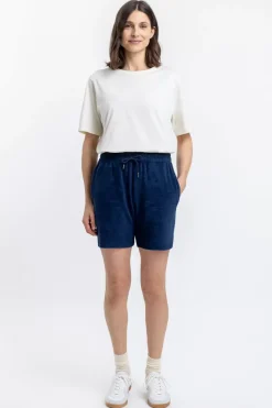 Frottee Shorts Aus Bio-Baumwolle Blau