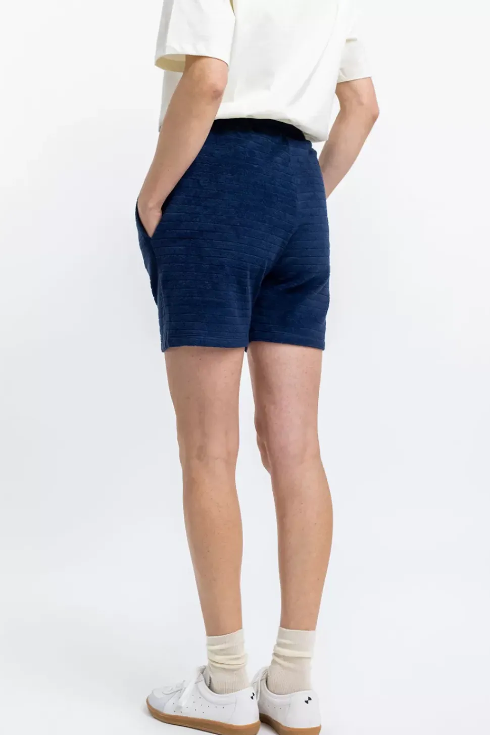 Frottee Shorts Aus Bio-Baumwolle Blau