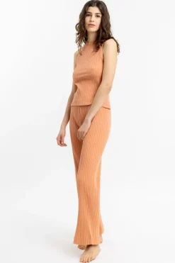 Gerippte Hose Aus Bio-Baumwolle Apricot