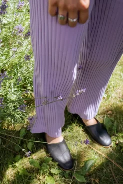 Gerippte Hose Bio Baumwolle - Lavendel