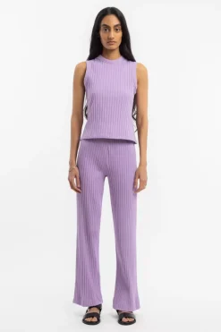 Gerippte Hose Bio Baumwolle - Lavendel