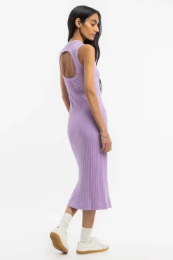 Geripptes Kleid Bio Baumwolle - Lavendel