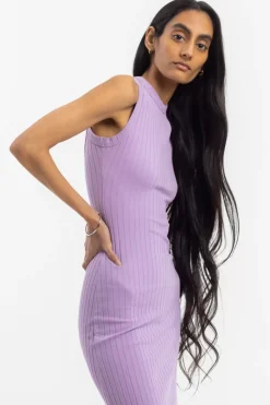 Geripptes Kleid Bio Baumwolle - Lavendel