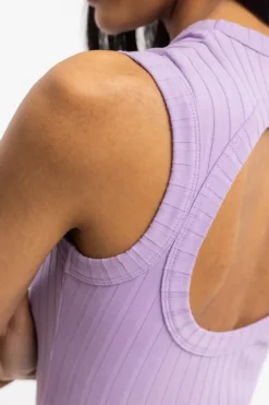 Geripptes Kleid Bio Baumwolle - Lavendel