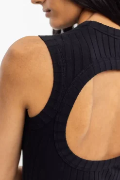 Geripptes Kleid Bio Baumwolle - Schwarz