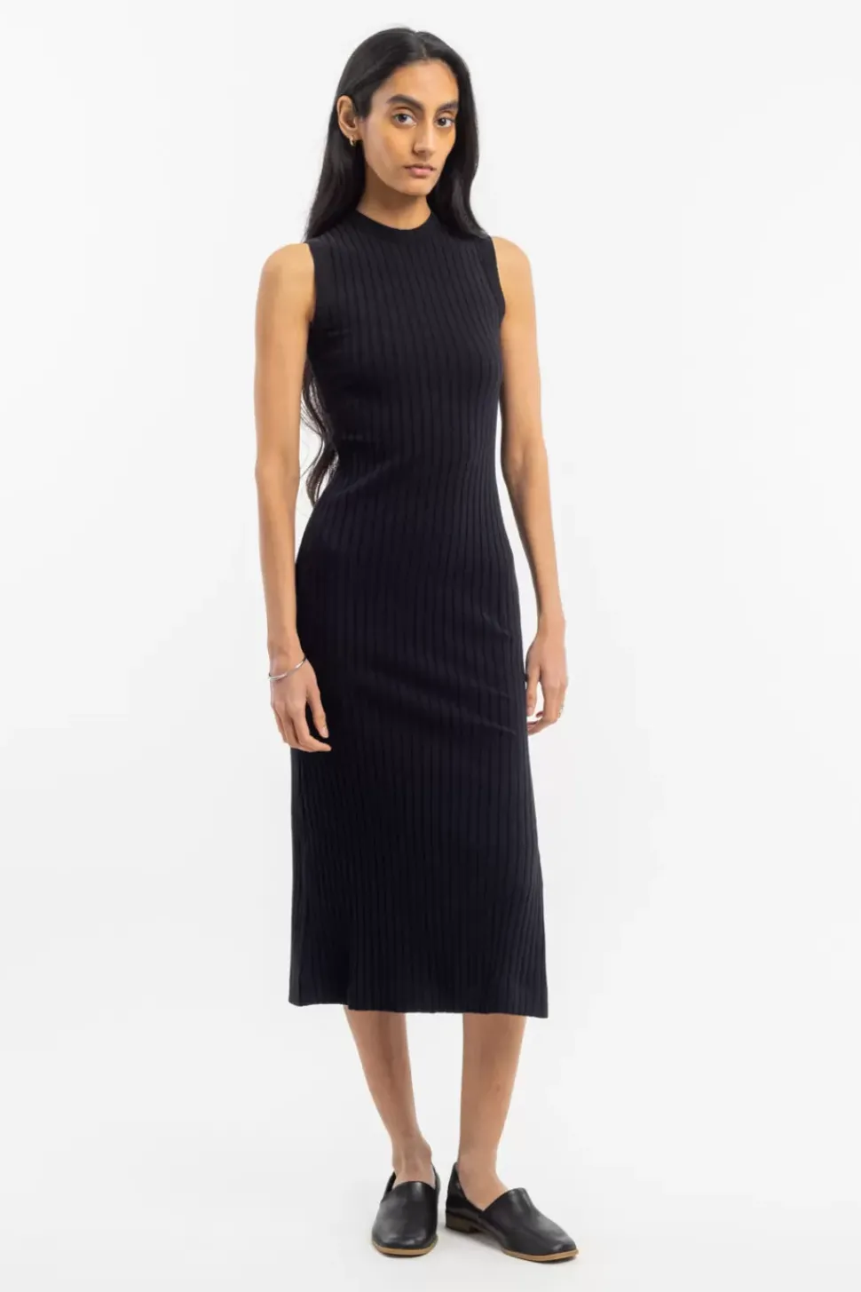 Geripptes Kleid Bio Baumwolle - Schwarz