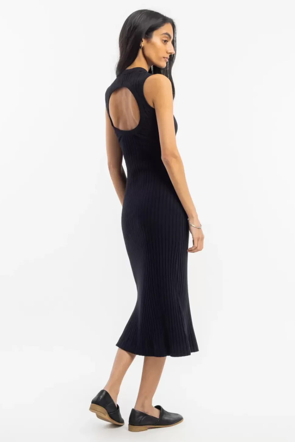 Geripptes Kleid Bio Baumwolle - Schwarz