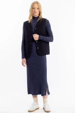 Geripptes Kleid Bio Baumwolle - Dunkelblau