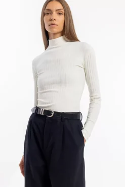 Geripptes Longsleeve Bio Baumwolle - Off-White